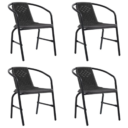 vidaXL Chaises de jardin lot de 4 Rotin plastique et acier 110 kg