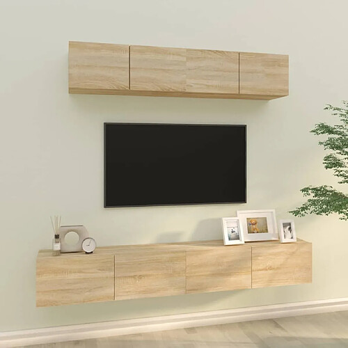 vidaXL Ensemble de meubles TV 4 pcs Chêne sonoma Bois d'ingénierie