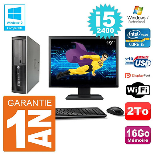 PC HP 6200 SFF Ecran 19" Intel i5-2400 RAM 16Go Disque 2To Graveur DVD Wifi W7 · Occasion