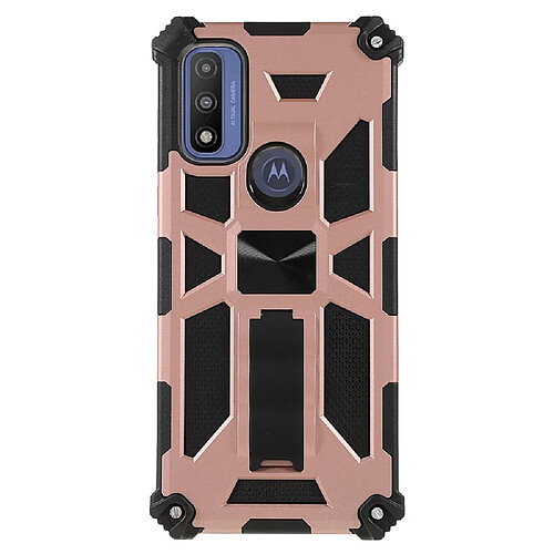 Coque en TPU anti-rayures avec béquille or rose pour votre Motorola G Pure