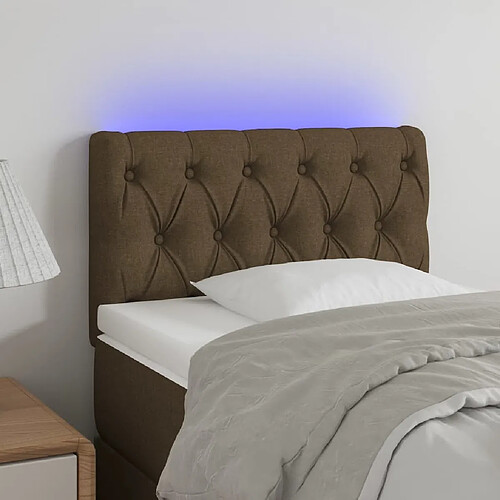 Maison Chic Tête de lit scandinave à LED,meuble de chambre Marron foncé 80x7x78/88 cm Tissu -MN58961