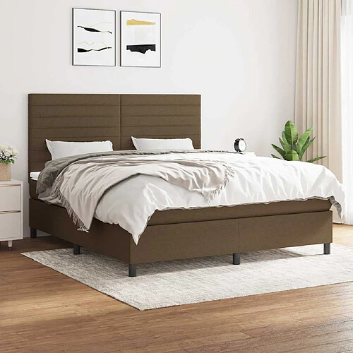 vidaXL Sommier à lattes de lit avec matelas Marron foncé 180x200 cm