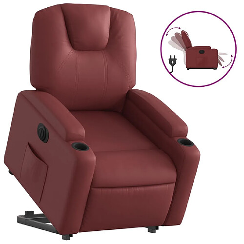 Maison Chic Fauteuil Relax pour salon, Fauteuil inclinable électrique rouge bordeaux similicuir -GKD18728