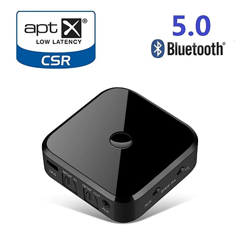 Wewoo Transmetteur sans fil Bluetooth 5.0 Ffiber Optic Récepteur CSR8670 L'émetteur 2 en 1 prend charge le noir APTX