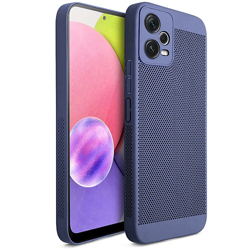 Moozy VentiGuard Coque pour Xiaomi Redmi Note 12, Bleu - Housse Respirante avec Motif Perforé pour Circulation de l'Air, Ventilation, Anti-Surchauffe