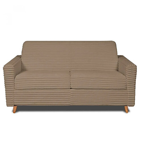 Inside 75 Canapé VIRGOLA convertible express matelas 16 cm sommier lattes 160 cm velours ambience dune