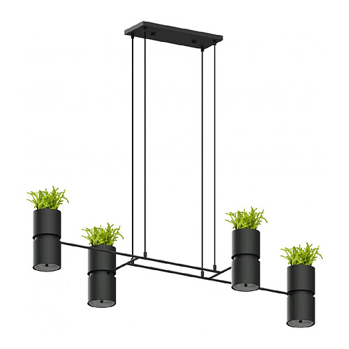 Luminaire Center Suspension Kukkia Aluminium,acier Noir 4 ampoules 150cm