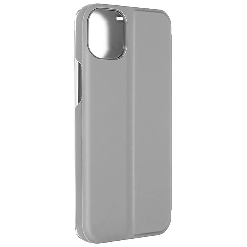 Avizar Étui Clear View pour iPhone 15 Plus Clapet Miroir Fonction Support Argent