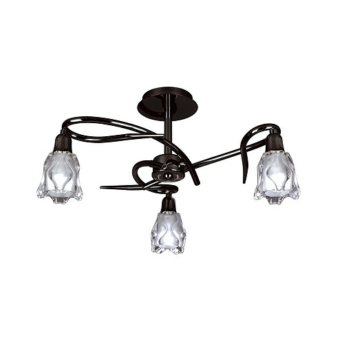 Inspired Plafonnier 3 Lumières L1/SGU10, Chrome Noir, Lampes CFL INCLUSES