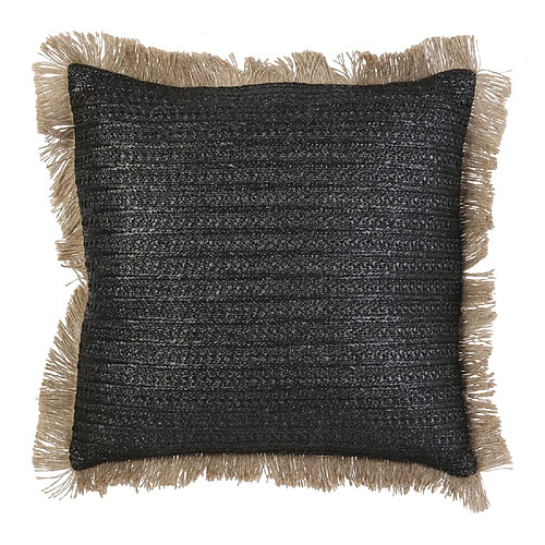 The Home Deco Factory Coussin design bord de mer en jute Raphia - L. 40 x l. 40 cm - Noir