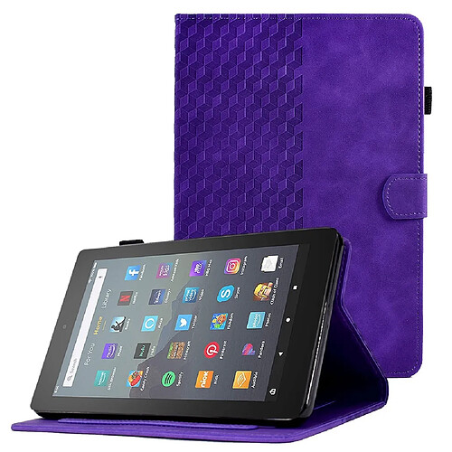 Etui en PU fonction d'éveil/veille automatique avec support et porte-cartes pour votre Amazon Fire 7 2015/(2017)/(2019) - violet