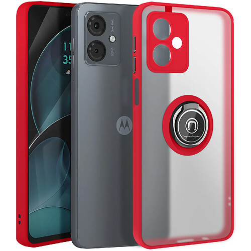 Avizar Coque pour Motorola Moto G14 Bague Métallique Support Vidéo Rouge