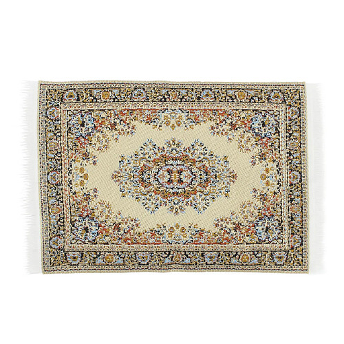 1/12 échelle Tapis Tissé Tapis De Sol Poupées Maison Meubles Miniatures Beige