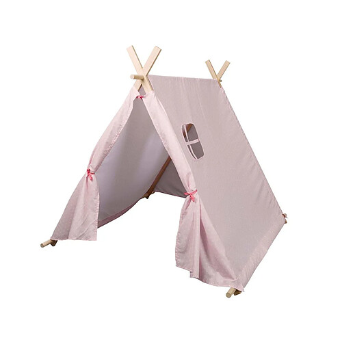 The Home Deco Kids Tente enfant en tissu 105 cm Little world rose et blanc.