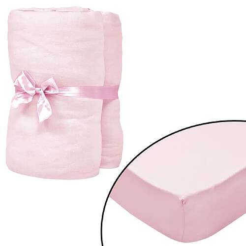 vidaXL Drap-housse pour berceaux 4 pcs Jersey de coton 60x120 cm Rose