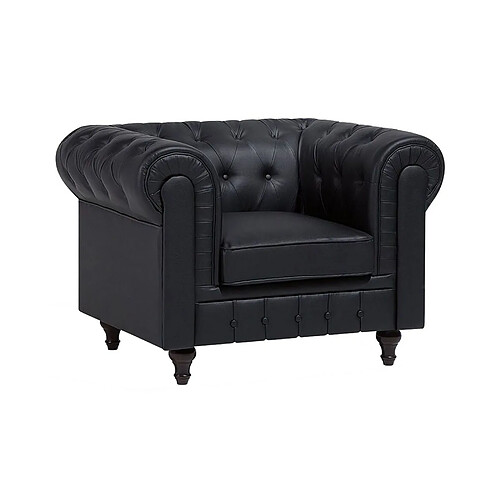 Beliani Fauteuil CHESTERFIELD Cuir PU Noir