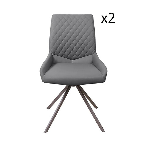 Inside 75 Lot de 2 chaises design TWIN WHITE pieds métal anthracite assise polyurethane gris