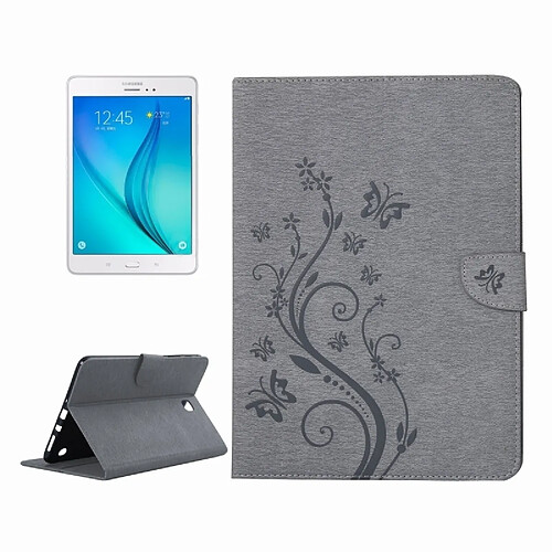 Wewoo Housse Étui gris pour Samsung Galaxy Tab A 8.0 / T350 fleurs pressées motif de papillon flip horizontal en cuir PU avec boucle magnétique et titulaire fentes cartes porte-monnaie