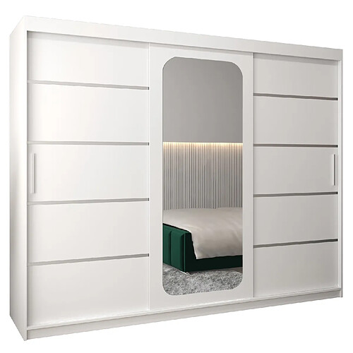 Abiks Meble Armoire PROMO V2 À Portes Coulissantes 200/250/62 3 Portes (Blanc/Blanc)