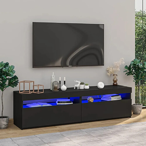 Maison Chic Meubles TV 2 pcs avec lumières LED pour salon Noir 75x35x40 cm -MN33015