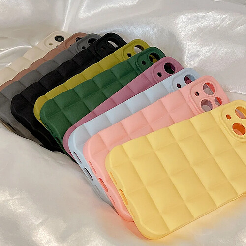 GUPBOO Étui pour iPhone12Pro Silicone de cas de téléphone portable simple carré en trois dimensions de couleur unie