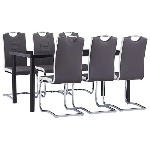 vidaXL Ensemble de salle à manger 7 pcs Similicuir Gris