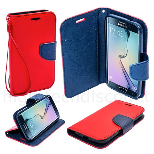 Htdmobiles Housse etui portefeuille pour Samsung G928F Galaxy S6 Edge Plus + film ecran - ROUGE / BLEU