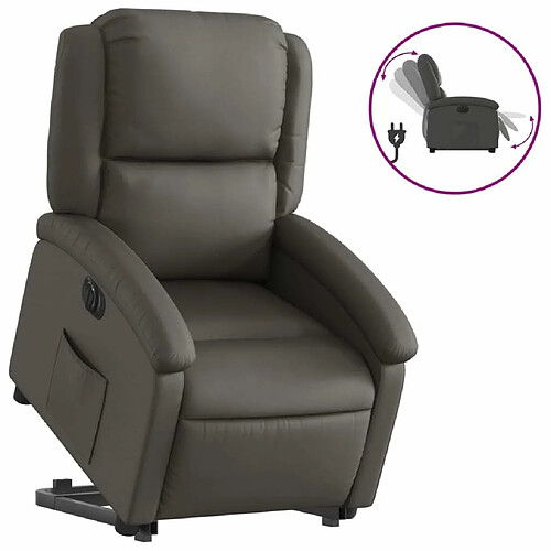 Maison Chic Fauteuil Relax pour salon, Fauteuil inclinable électrique gris cuir véritable -GKD58700