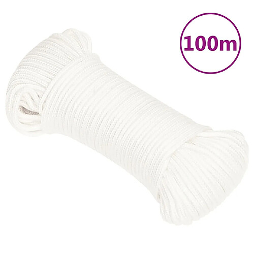 VidaXL Corde de bateau - Blanc - 4 mm - 100 m