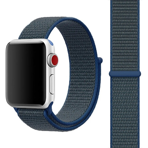 Wewoo Bracelet bleu foncé pour Apple Watch Series 3 & 2 & 1 42mm Simple Mode Nylon de montre avec Magic Stick