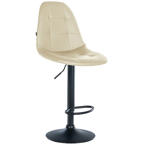 Decoshop26 Tabouret de bar x1 avec repose-pieds hauteur réglable pivotant assise en PVC crème cadre métallique noir 10_0004814