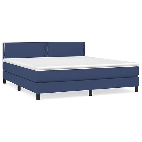 Maison Chic Structures de lit + matelas,Lit à sommier tapissier avec matelas Bleu 180x200 cm Tissu -MN25754