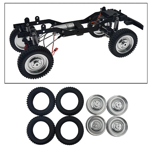 Lot De 4 Roues De Pneus En Caoutchouc De Voiture RC Pour WPL C14 C24 C34 Accs Noir