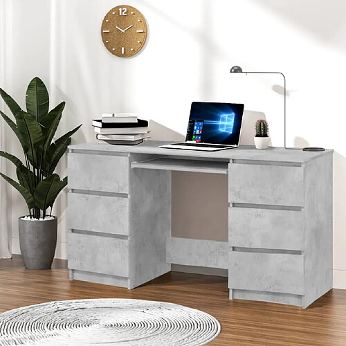 vidaXL Bureau Gris béton 140x50x77 cm Bois d'ingénierie