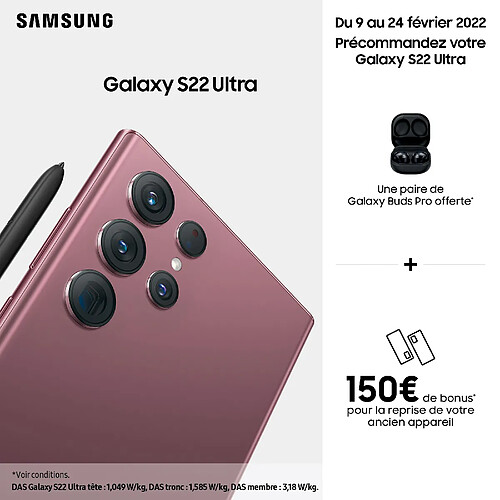 SAMSUNG GALAXY S22 Ultra 512Go Bordeaux