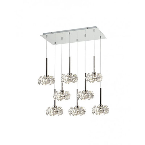 Luminaire Center Suspension 8 ampoules Chrome poli