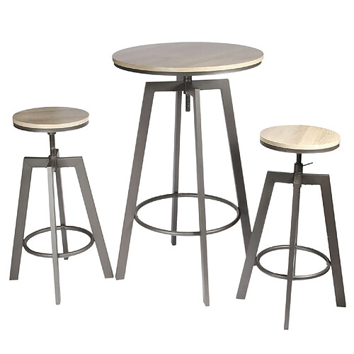 The Home Deco Factory Table haute avec tabourets design industriel Aria - 2 Personnes - Noir