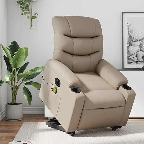 vidaXL Fauteuil inclinable de massage électrique cappuccino similicuir