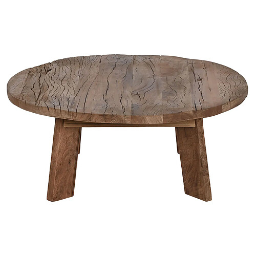 Pegane Table basse, table de salon ronde en bois recyclé coloris marron - diamètre 90 x Hauteur 35 cm