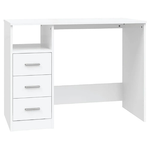 Maison Chic Bureau solide,Table de travail,Bureau d'ordinateur avec tiroirs Blanc 102x50x76 cm Bois d'ingénierie -GKD53980