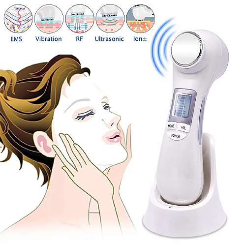 Chrono Appareil de massage raffermissant à ultrasons RF EMS pour le visage avec fonction LED Rafraîchit, nettoie et lisse les ridules.