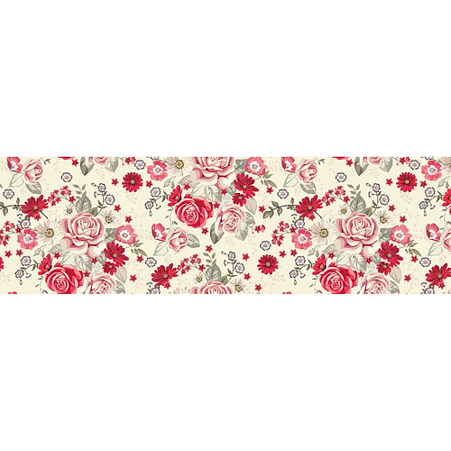 Alter Chemin de cuisine, 100% Made in Italy, Tapis antitache avec impression numérique, Chemin de table antidérapant et lavable, Fleurs - Modèle Baker, cm 180x52