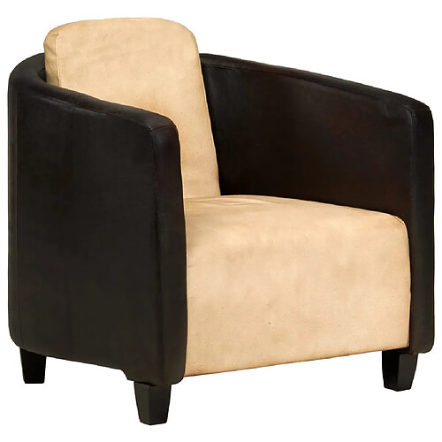 vidaXL Fauteuil Brun roux et noir Cuir véritable