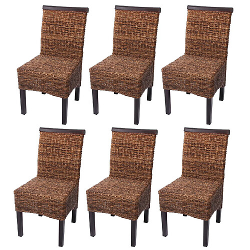 Mendler Lot de 6 chaises M45, banane tressée, 47x54x93cm ~ pieds foncés, sans coussin