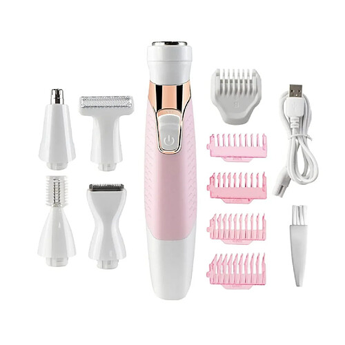 Chrono Épilation électrique pour femmes sourcils rasoir nez tondeuse ensemble multifonction rechargeable et étanche (rose)