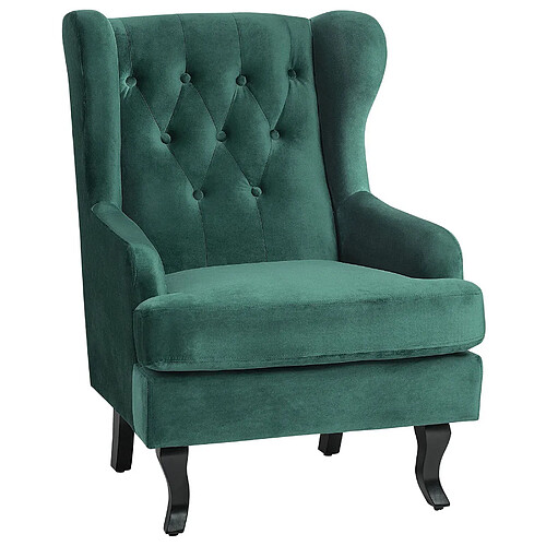 Beliani Fauteuil ALTA Velours Vert foncé