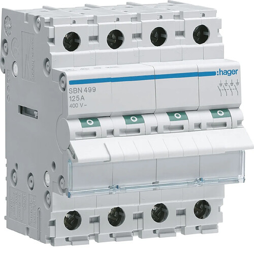 interrupteur modulaire - 4 pôles - 125a - hager sbn499