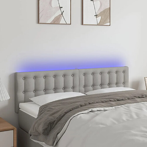 vidaXL Tête de lit à LED Gris clair 144x5x78/88 cm Tissu