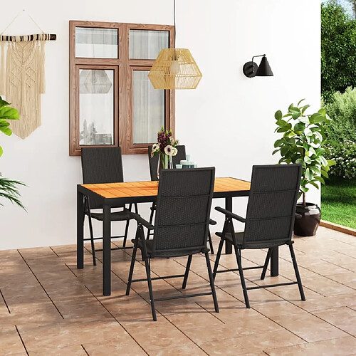 Salle à manger de jardin 5 pcs,Table et chaise à dîner Noir et marron -MN97932