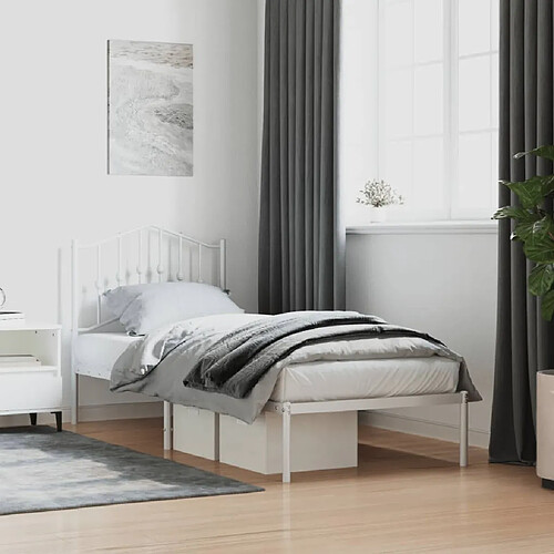 Maison Chic Lit adulte - Cadre de lit métal avec tête de lit,Structure du lit Contemporain pour chambre blanc 90x200 cm -MN14285